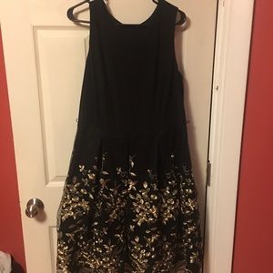Black dress with gold flowers